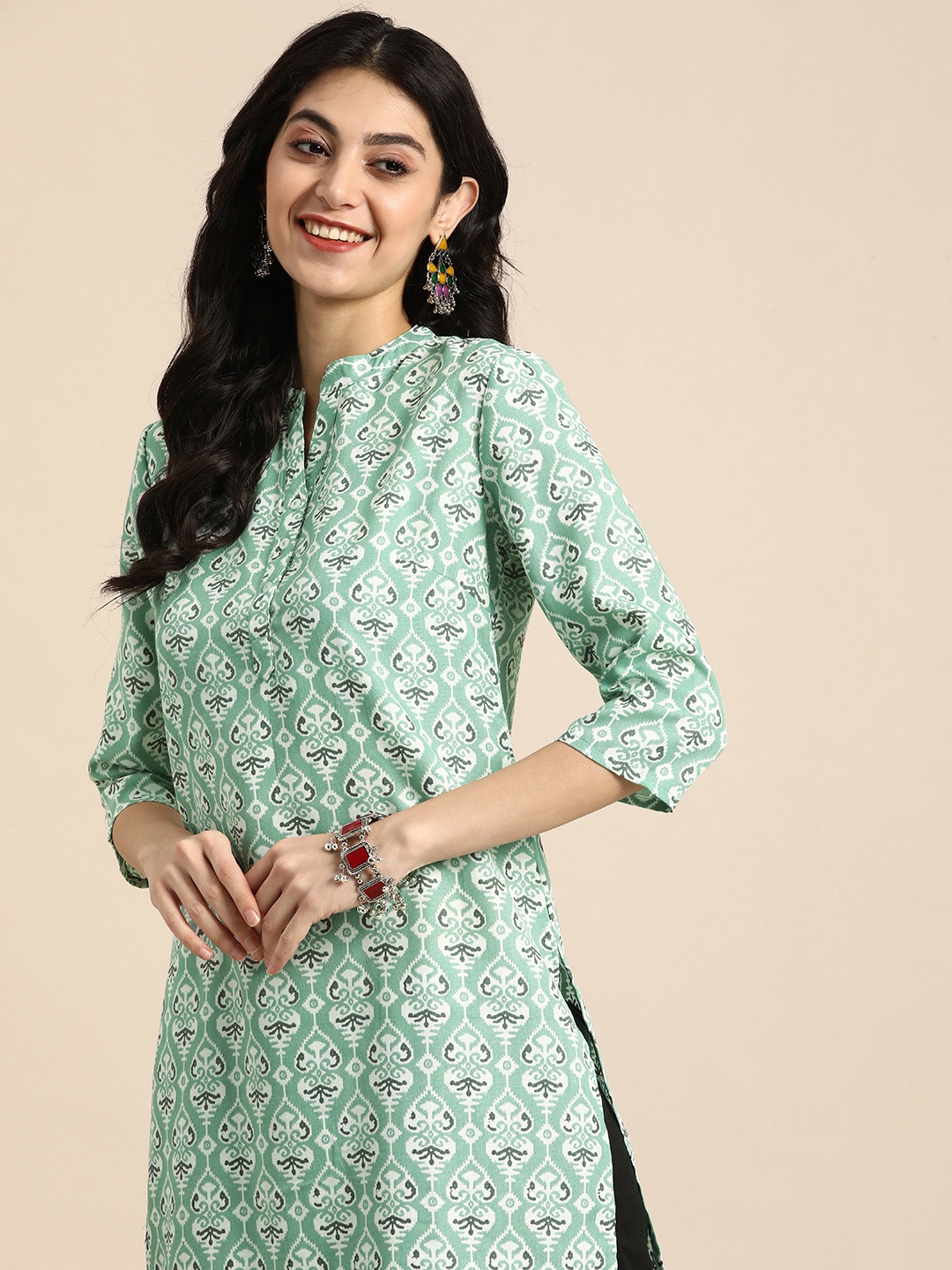

Anouk Ethnic Motifs Printed Kurta, Sea green