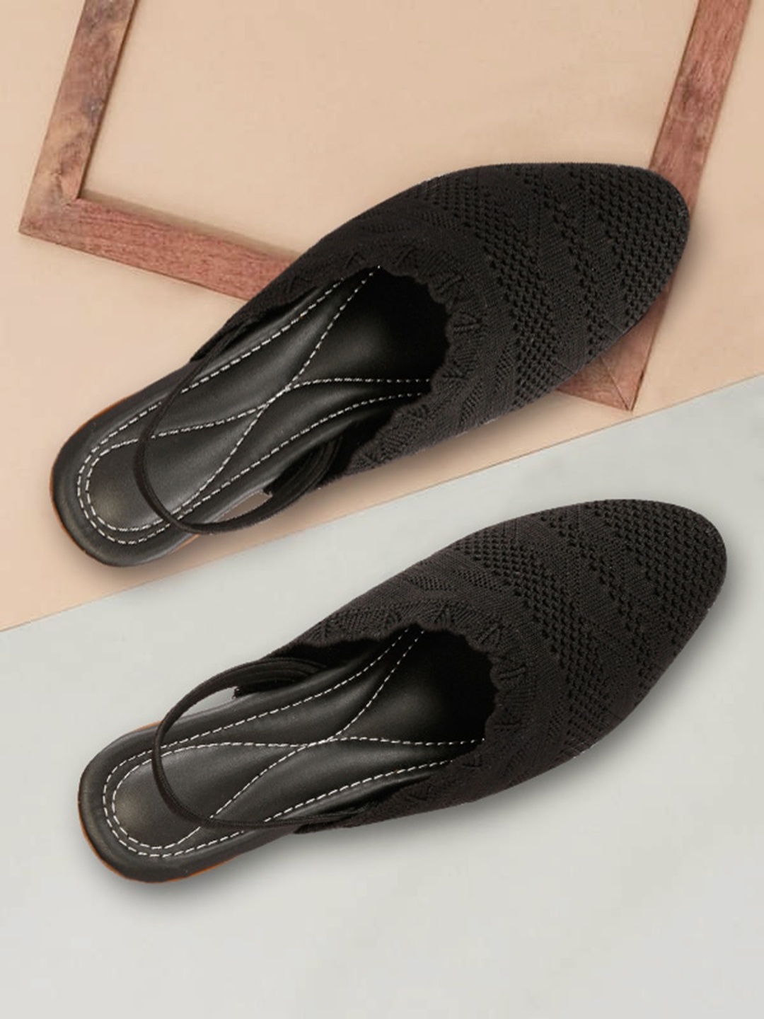 

AROOM Woven Design Mules, Black