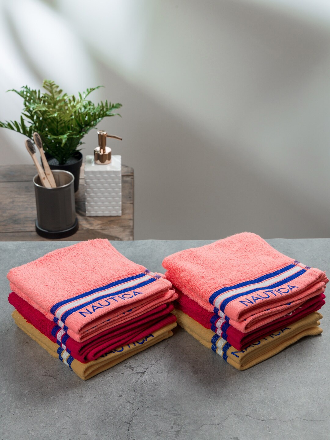 

Nautica Coral Pink & Burgundy 12 Pieces Pure Cotton Zero Twist 500GSM Face Towels