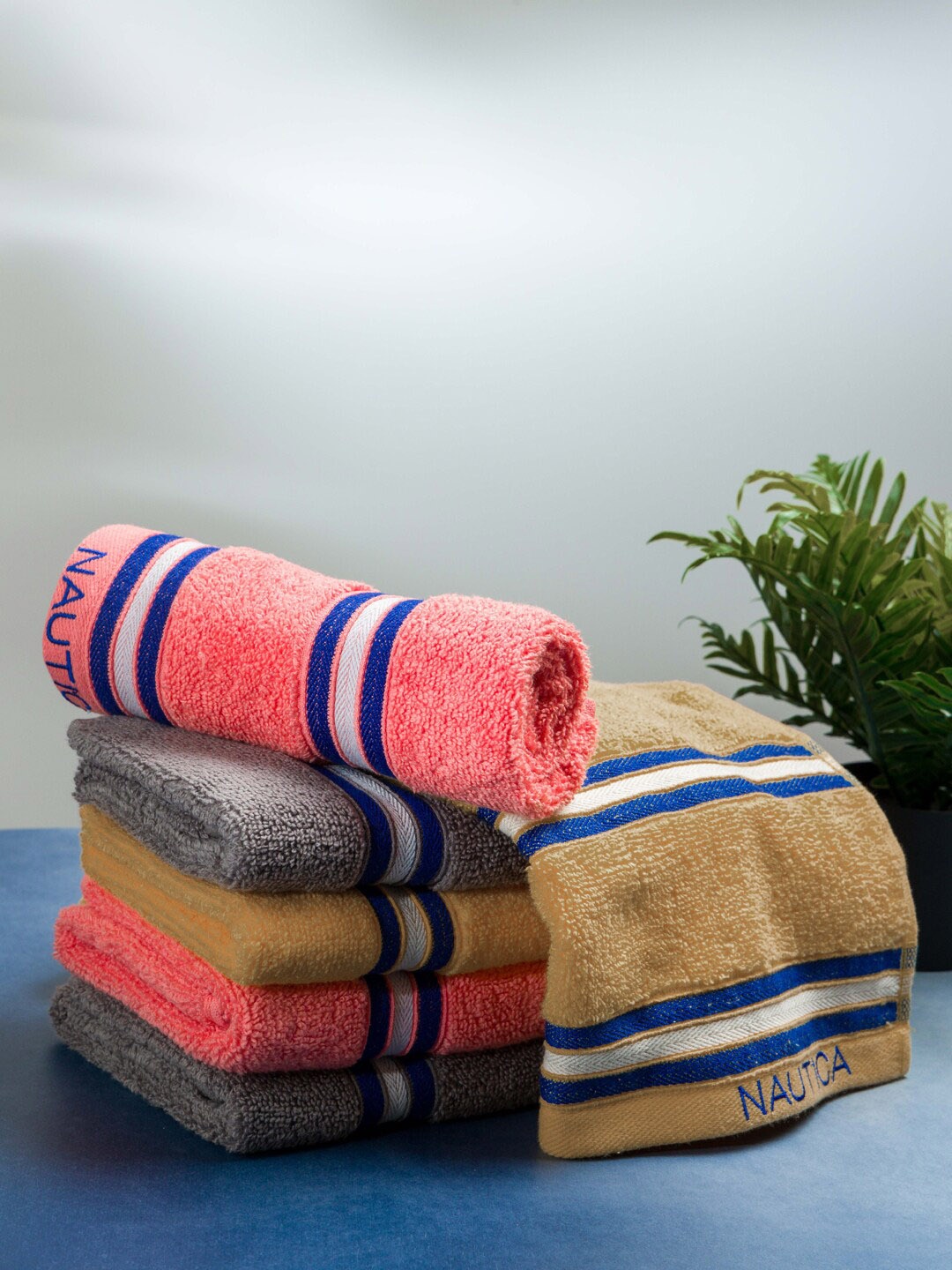 

Nautica Beige & Grey 6 Pieces 500 GSM Zero Twist Pure Cotton Hand Towels