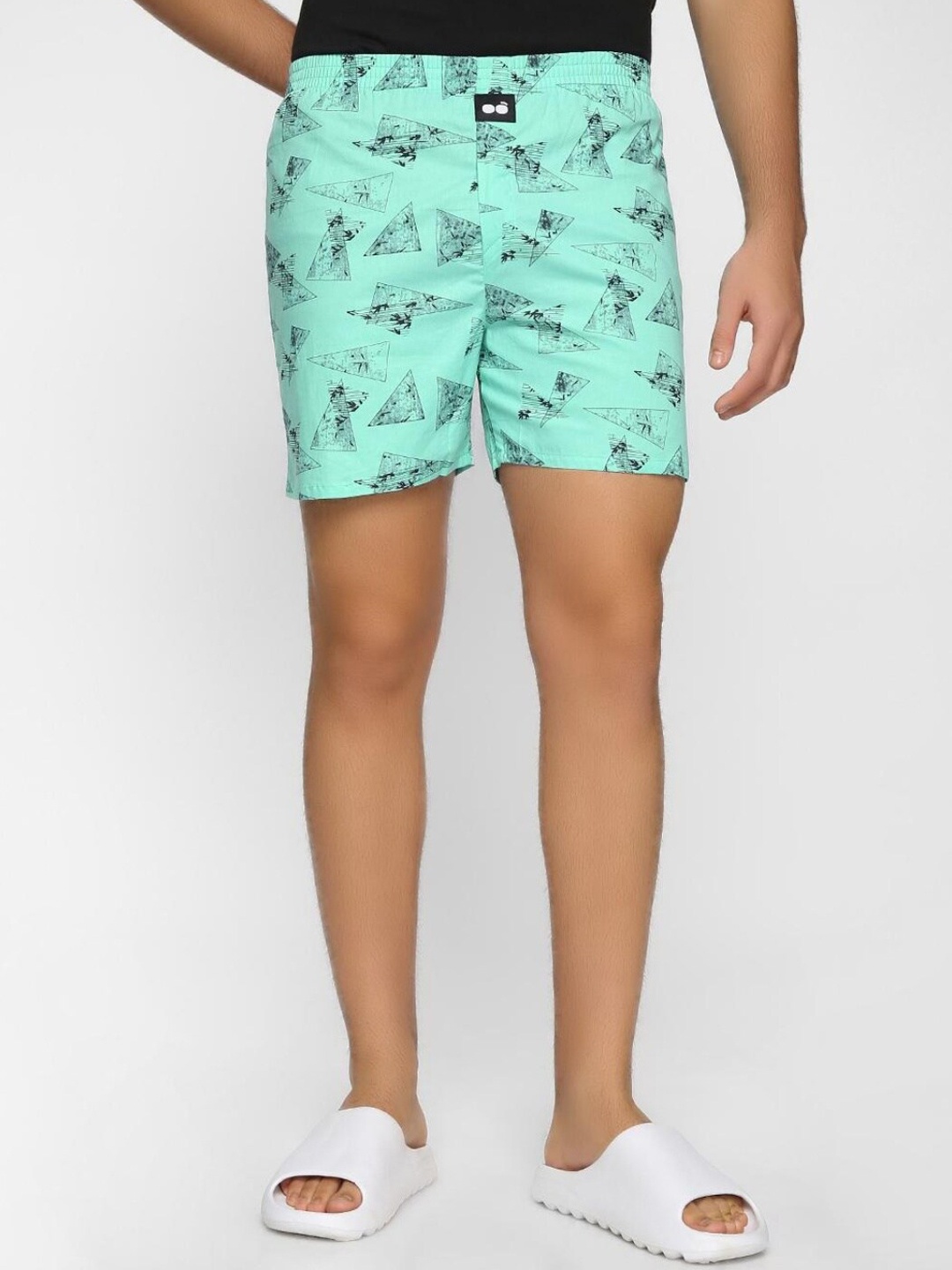 

Bewakoof Men Sea Green Printed Cotton Boxers