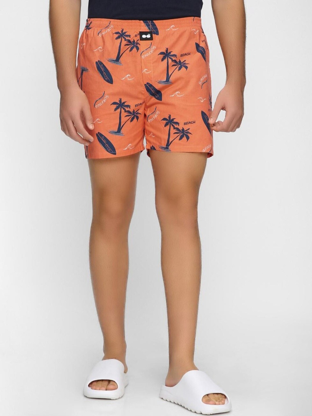 

Bewakoof Men Rust Orange Printed Cotton Boxers