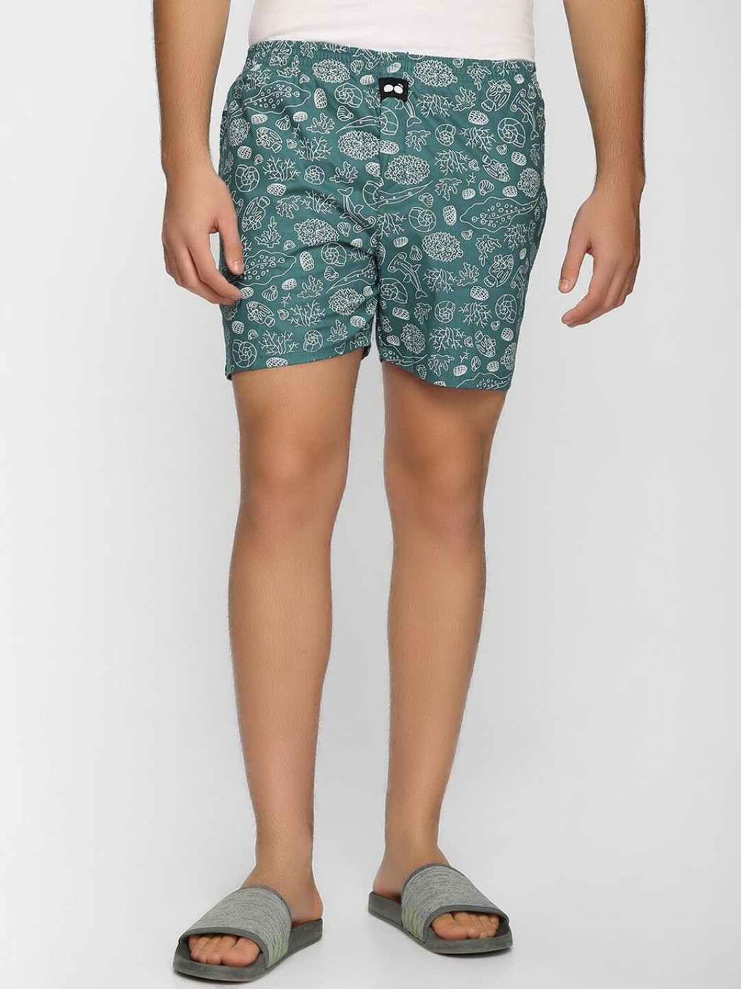 

Bewakoof Men Printed Cotton Boxers, Green