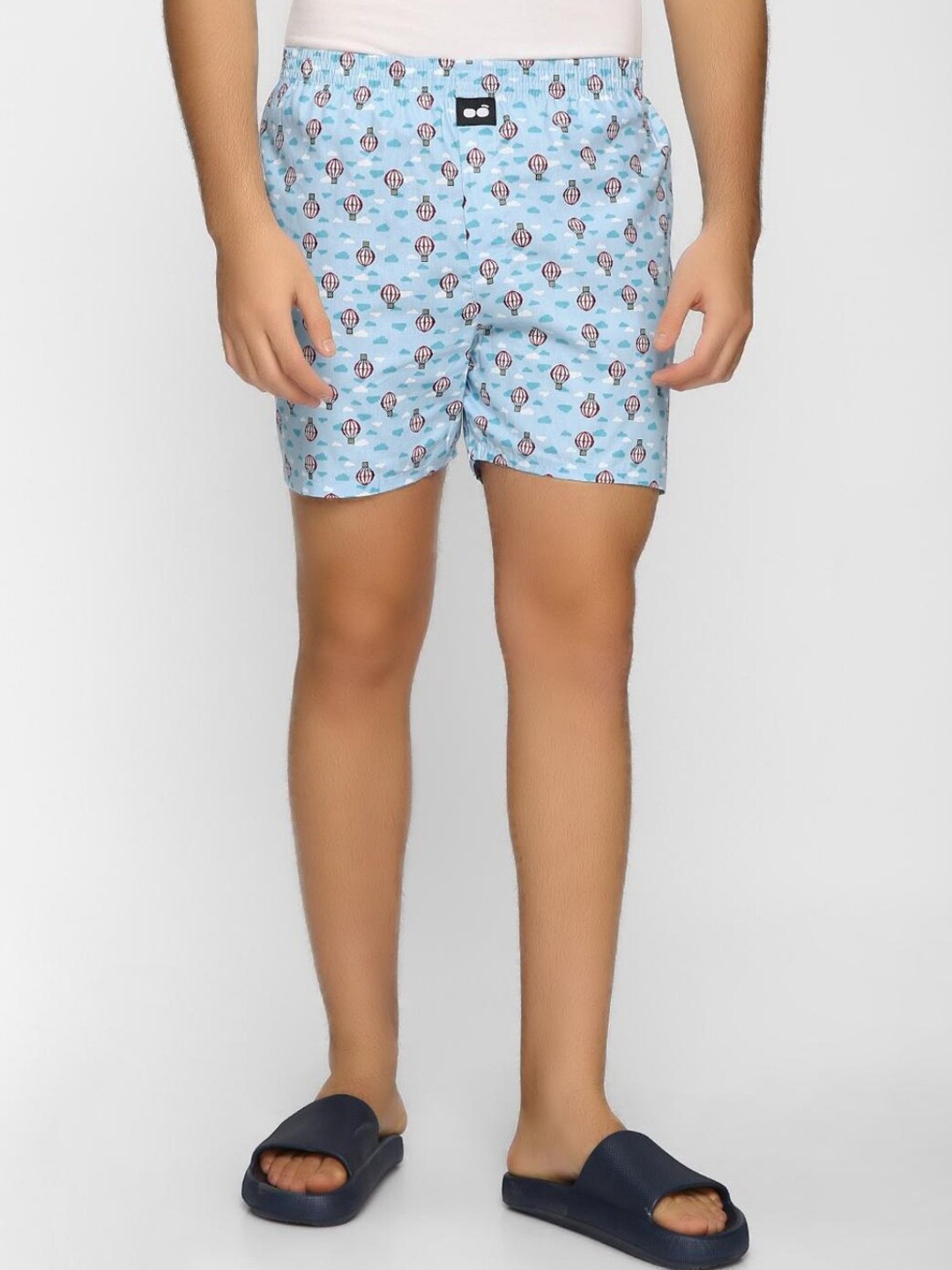 

Bewakoof Men Blue Printed Cotton Boxers
