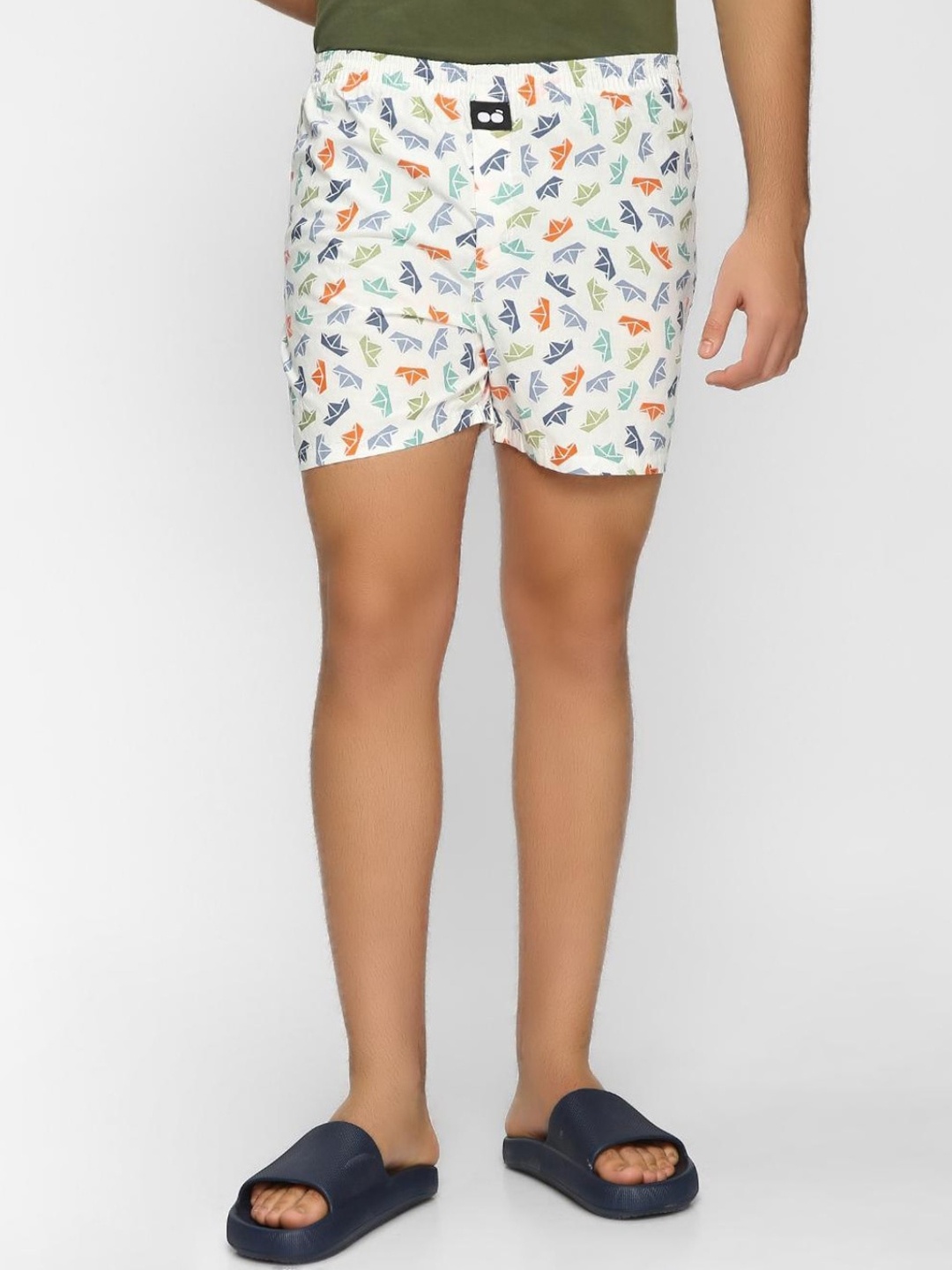 

Bewakoof Men White Printed Cotton Boxer