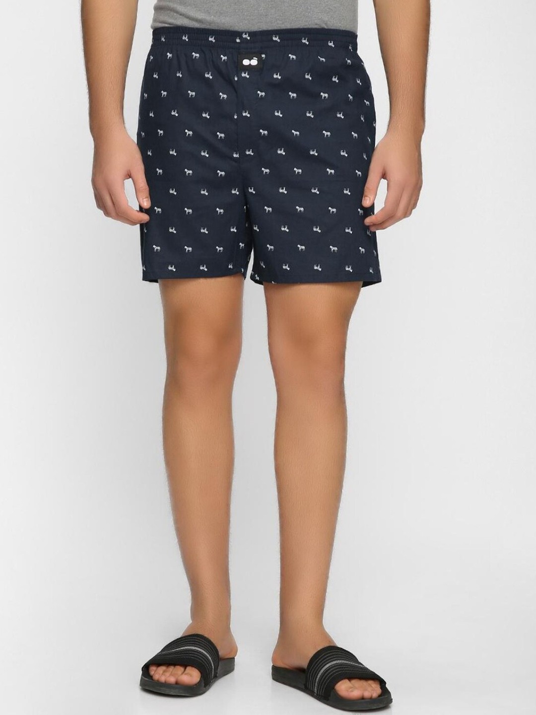 

Bewakoof Men Blue Printed Cotton Boxers