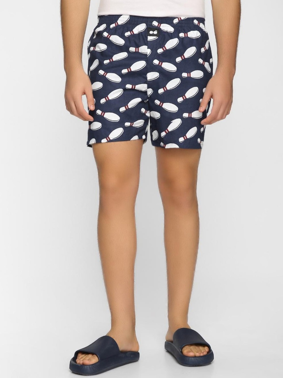 

Bewakoof Men Blue All Over Printed Boxers, Navy blue