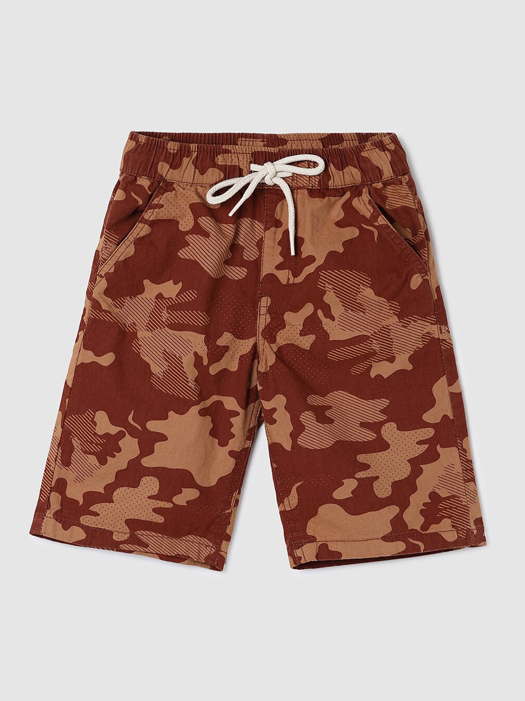 

max Boys Camouflage Printed Pure Cotton Shorts, Brown