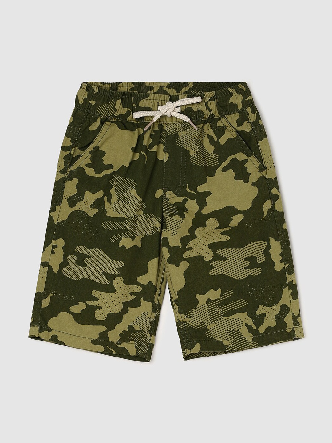 

max Boys Camouflage Printed Pure Cotton Shorts, Green