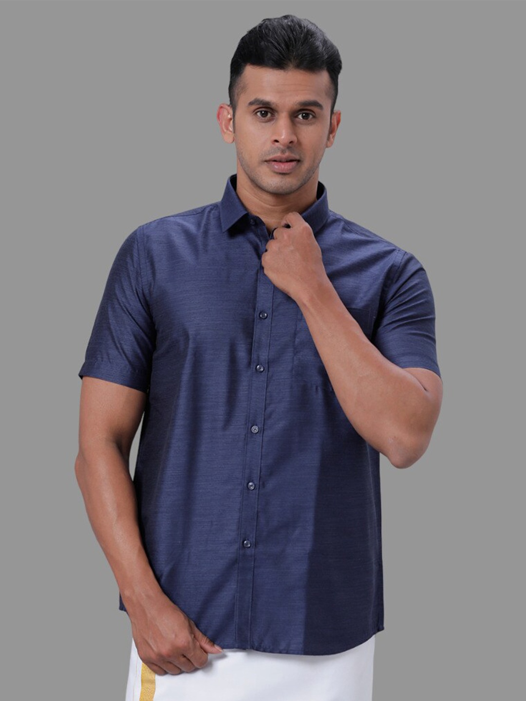 

Ramraj Spread Collar Cotton Casual Shirt, Blue