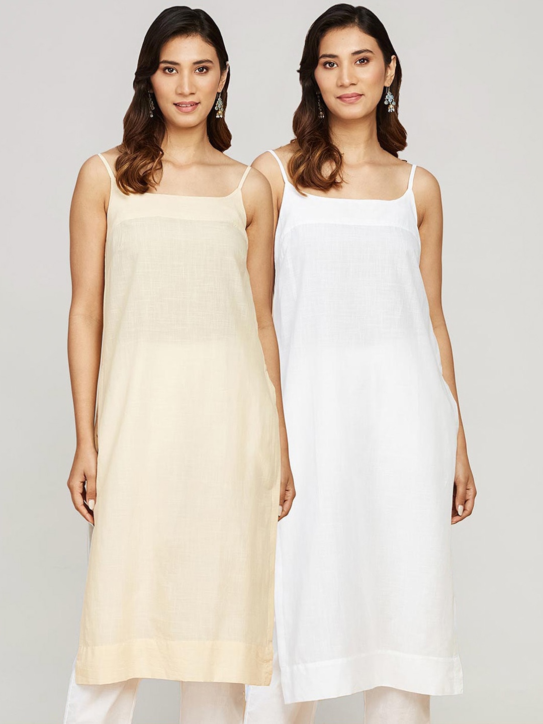 

Fabindia Pack Of 2 Cotton Full Slips, White