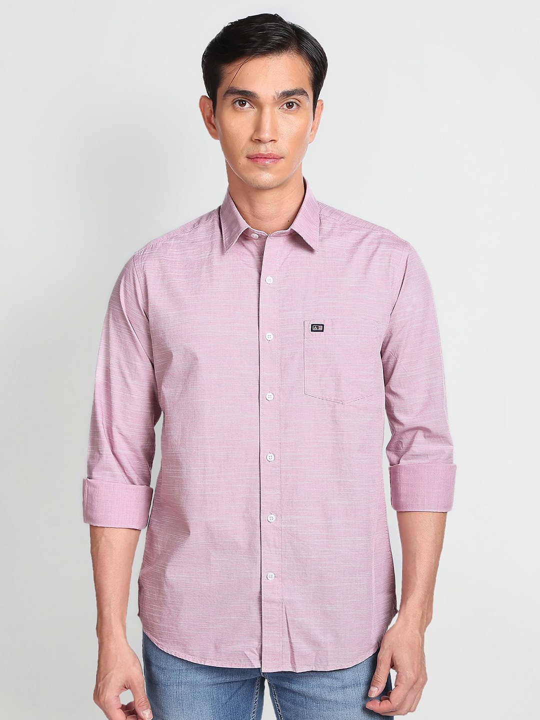 

Arrow Sport Spread Collar Slim Fit Pure Cotton Casual Shirt, Pink