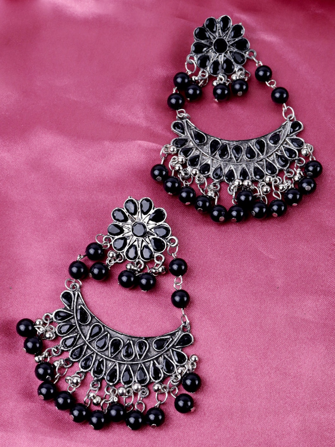 

VAGHBHATT Beaded Classic Chandbalis Earrings, Silver