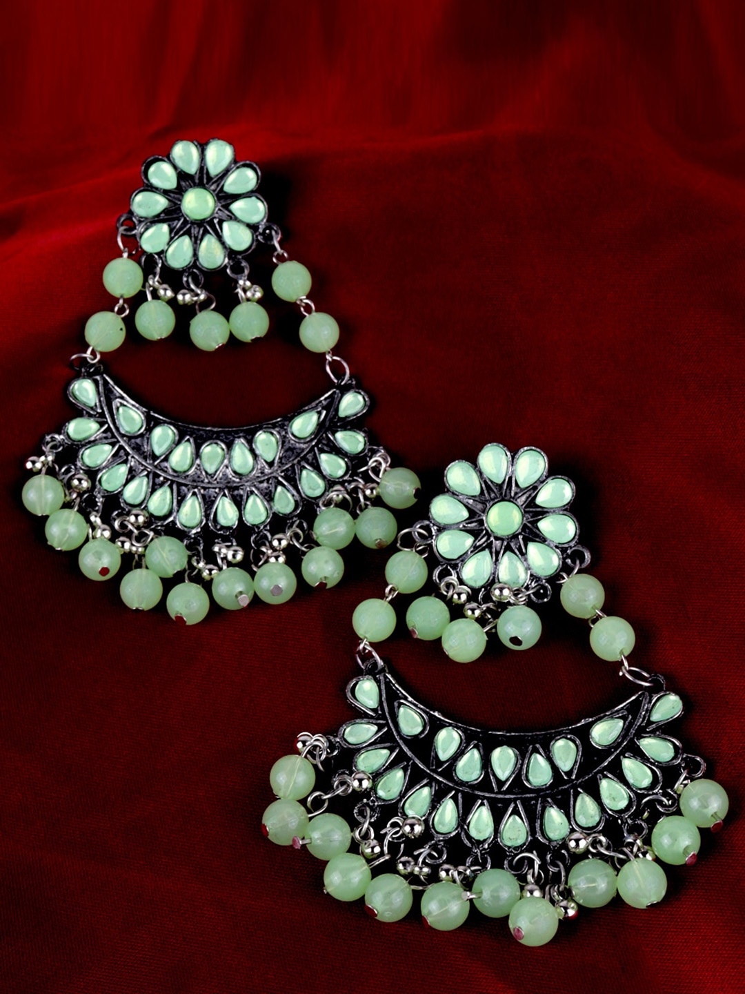 

VAGHBHATT Beaded Classic Hoop Earrings, Silver
