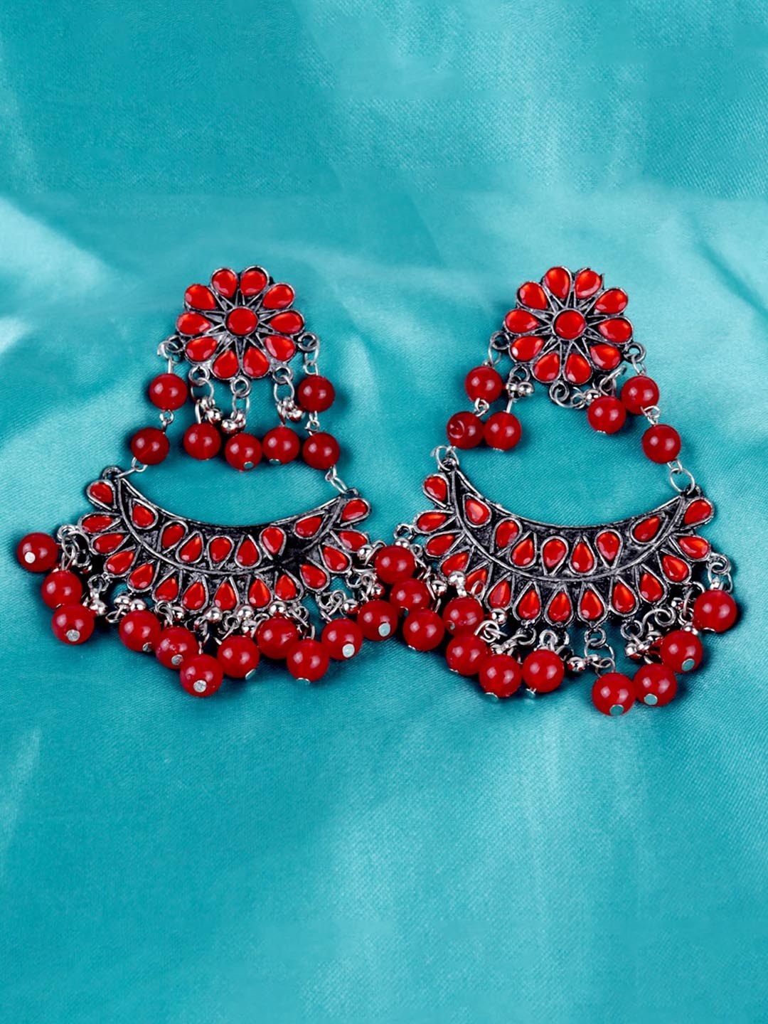

VAGHBHATT Beaded Classic Chandbalis Earrings, Silver