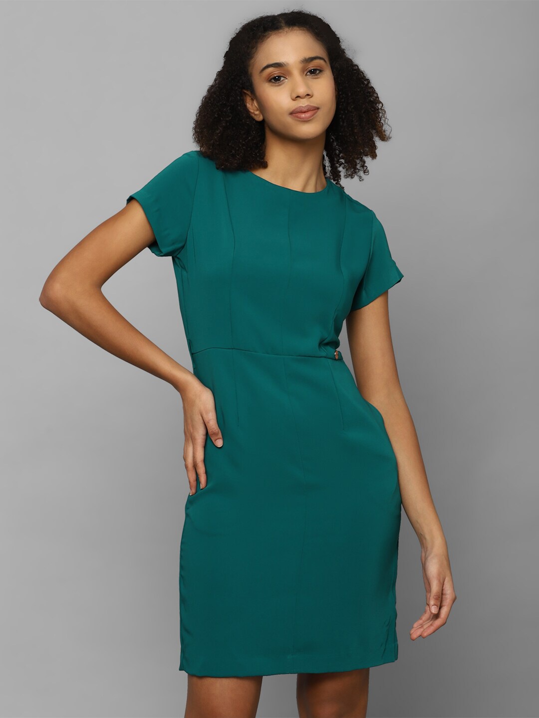 

Allen Solly Woman Short Sleeves Sheath Dress, Green