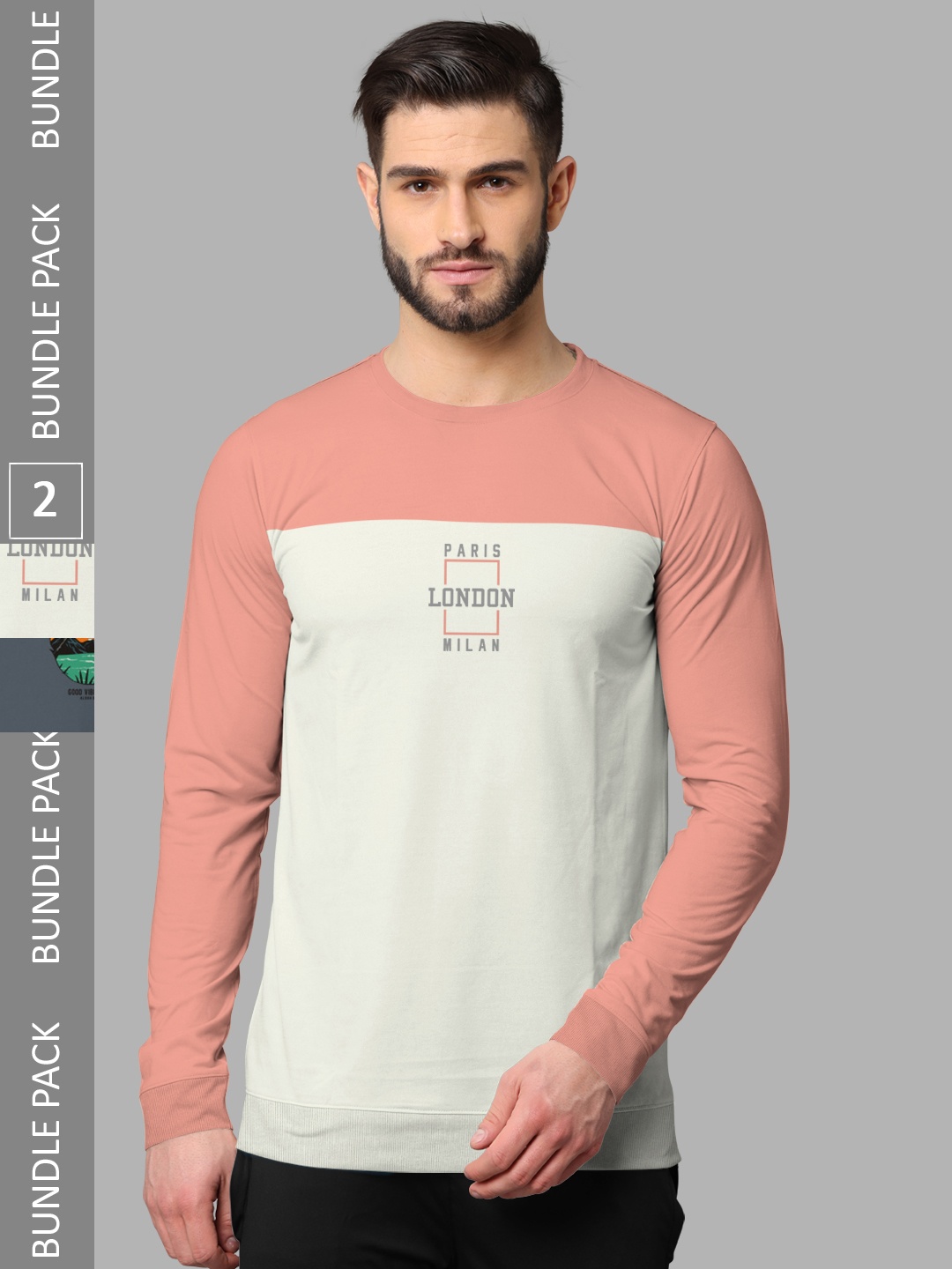 

BULLMER Pack Of 2 Colourblocked Cotton T-Shirts, Pink
