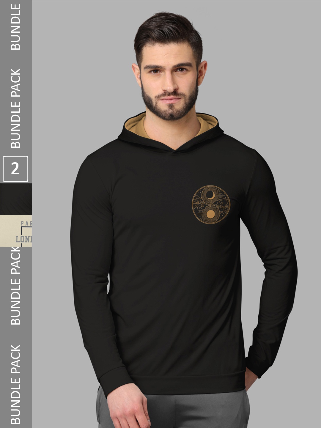 

BULLMER Pack Of 2 Graphic Printed Cotton T-Shirts, Black