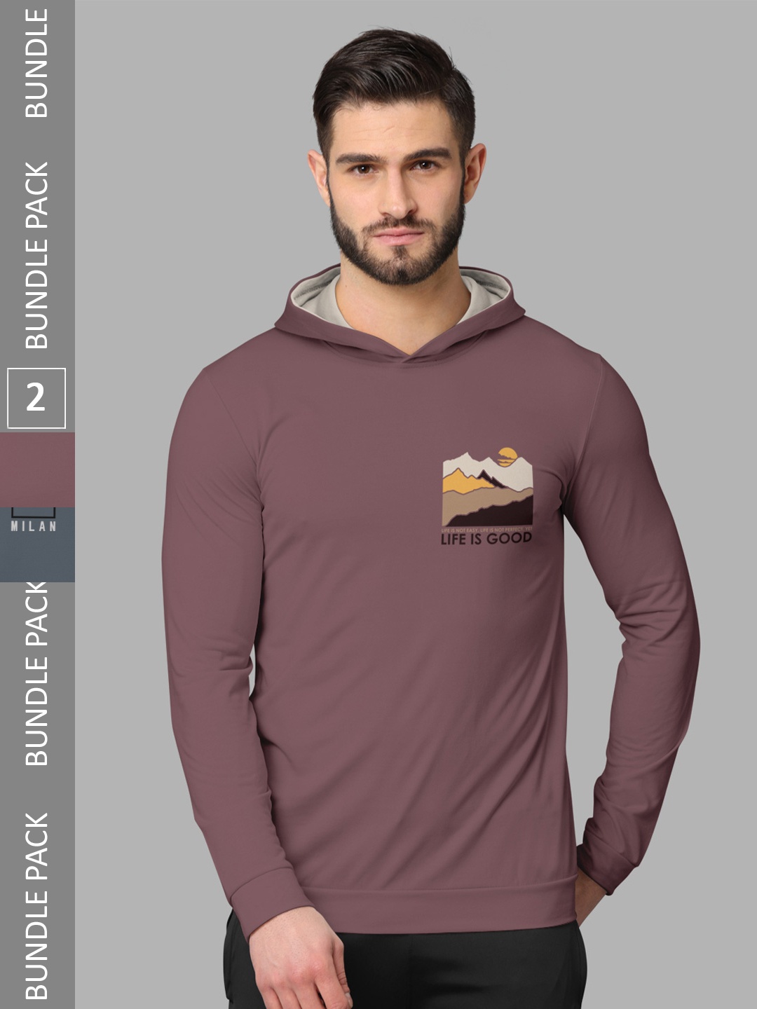 

BULLMER Pack Of 2 Graphic Printed Cotton T-Shirts, Taupe
