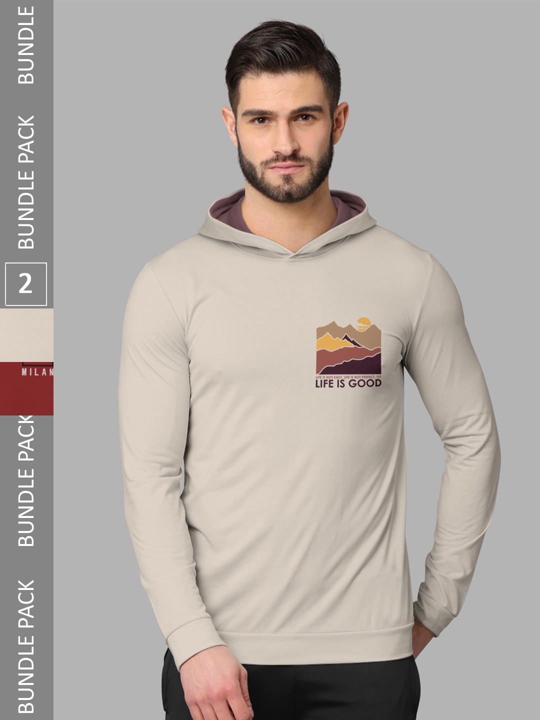 

BULLMER Pack Of 2 Printed Long Sleeves T-shirt, Maroon