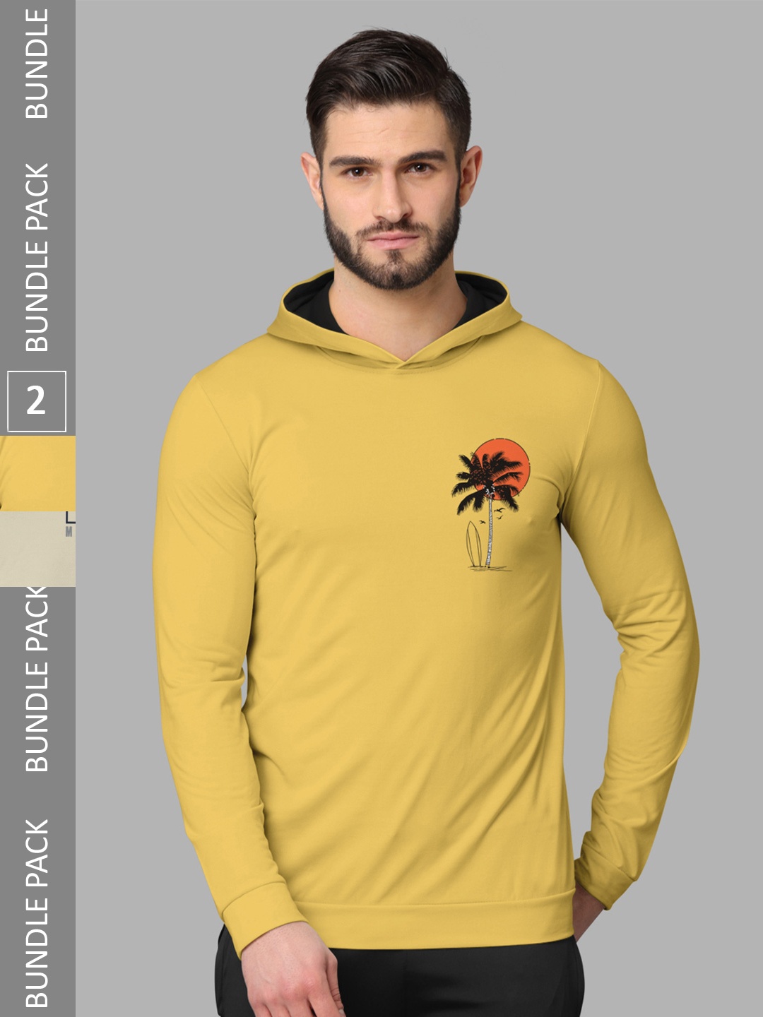 

BULLMER Pack Of 2 Typography Printed Long Sleeves T-shirt, Yellow