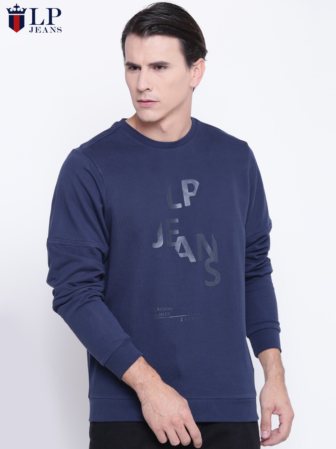 

Louis Philippe Jeans Men Navy Printed Sweatshirt, Navy blue