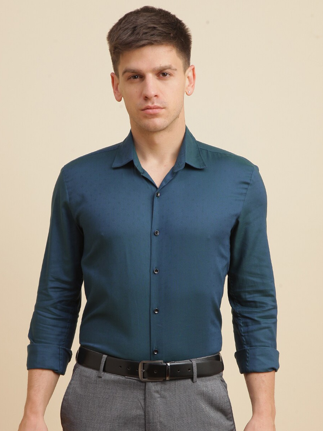 

FOGA New Slim Fit Pure Cotton Formal Shirt, Green