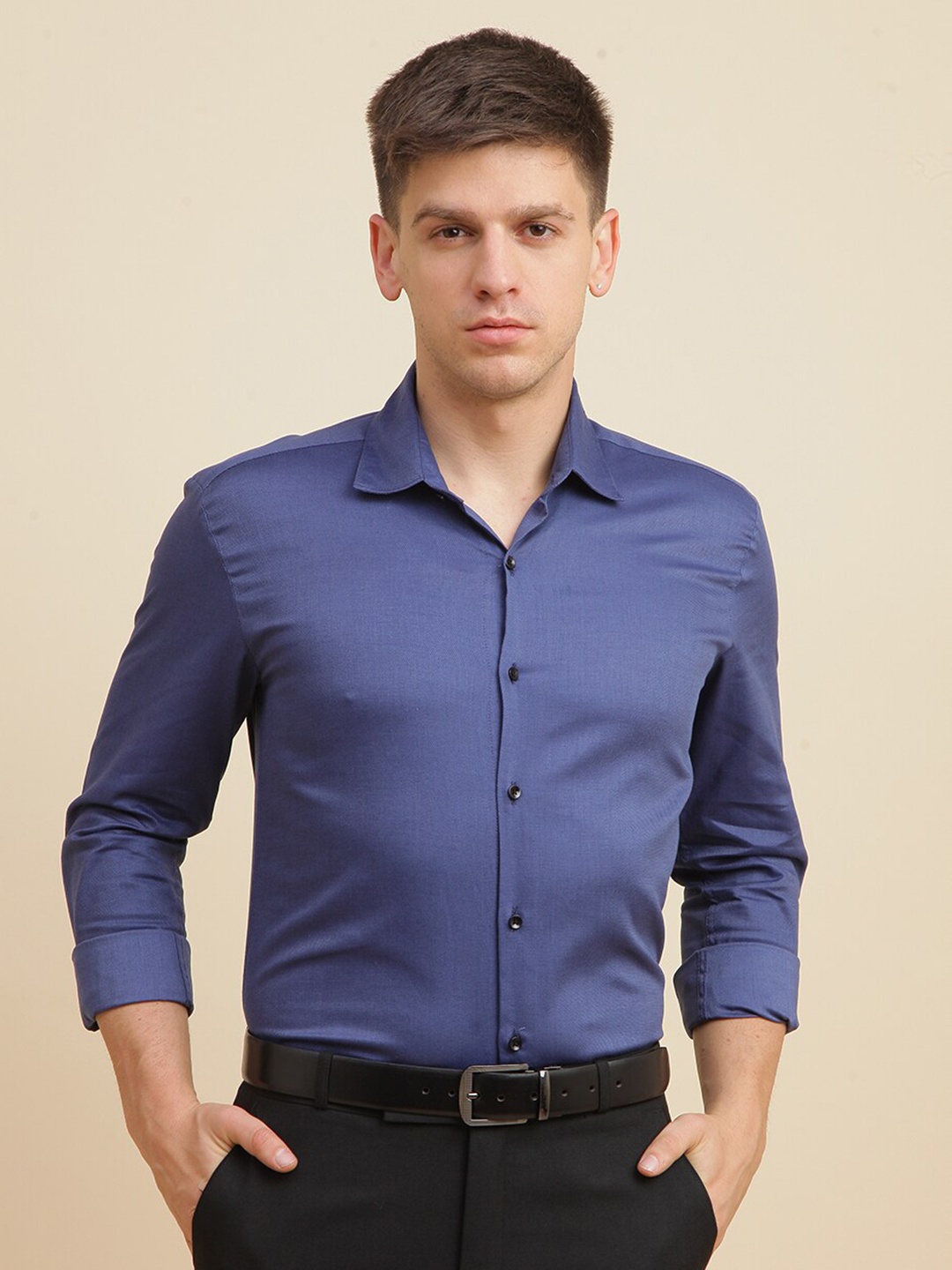 

FOGA New Slim Fit Cotton Formal Shirt, Blue