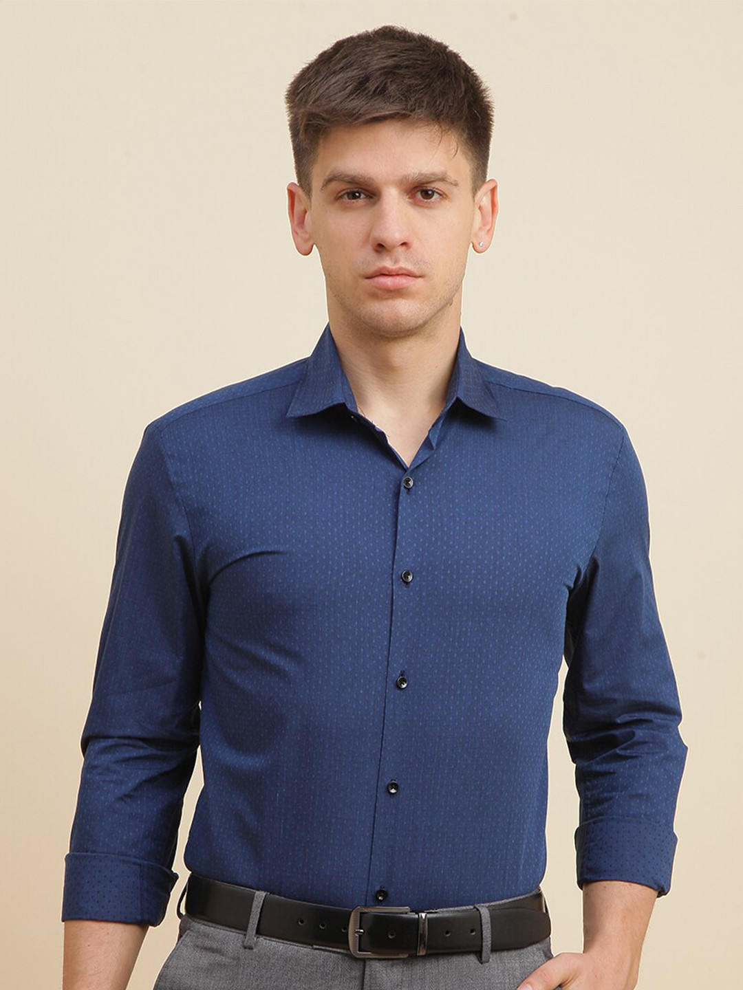 

FOGA New Slim Fit Pure Cotton Formal Shirt, Blue