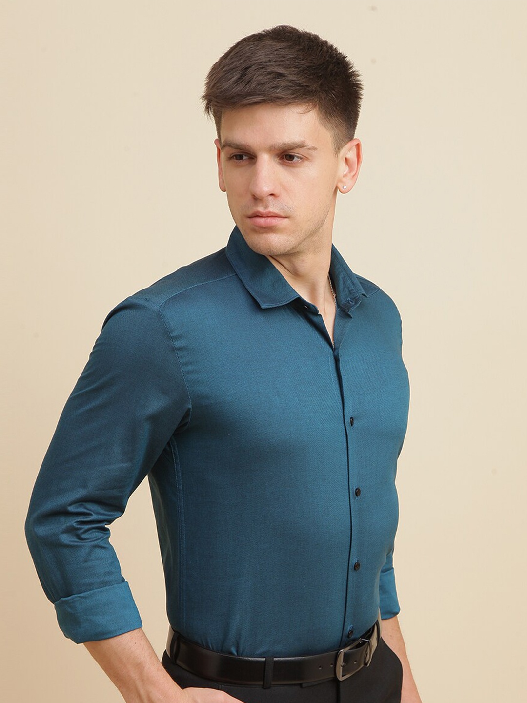 

FOGA New Slim Fit Cotton Formal Shirt, Teal