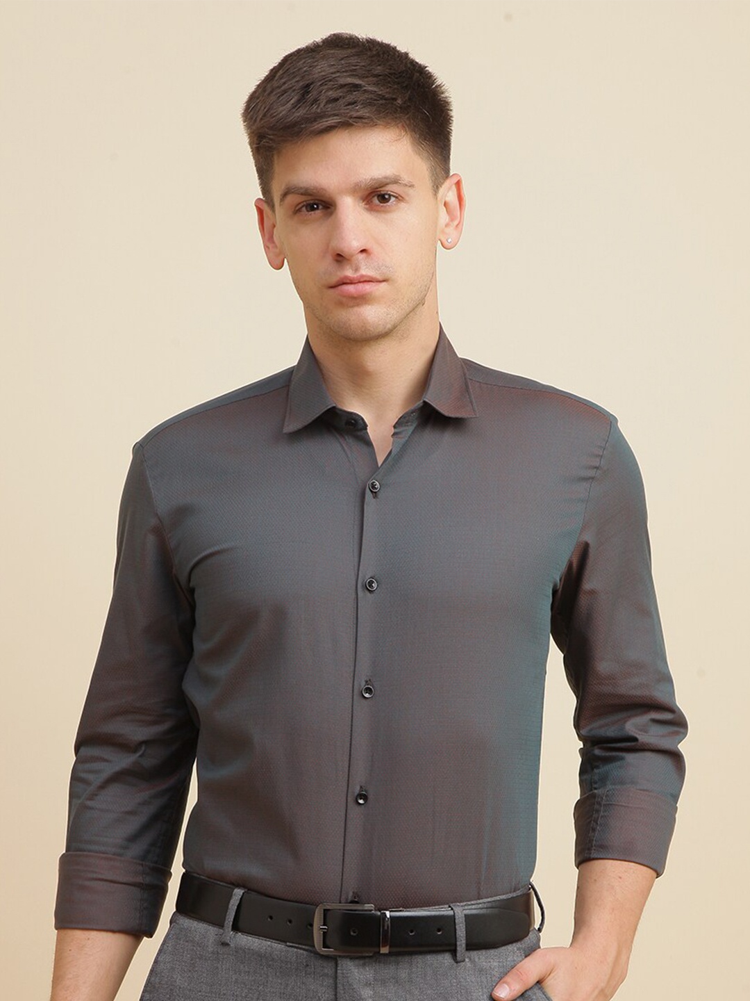 

FOGA New Slim Fit Cotton Formal Shirt, Brown
