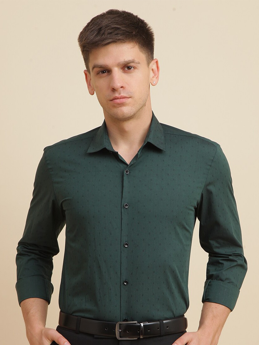 

FOGA New Slim Fit Pure Cotton Formal Shirt, Green