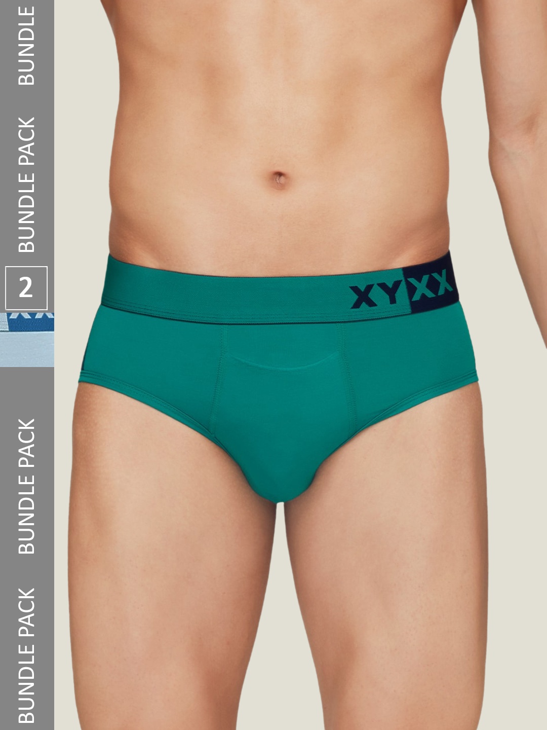 

XYXX Men Pack Of 2 Color Blocked Antimicrobial Briefs, Blue