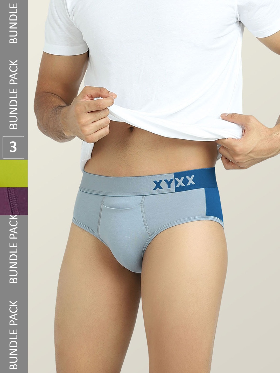 

XYXX Men Pack Of 3 Anti Microbial Basic Briefs, Black