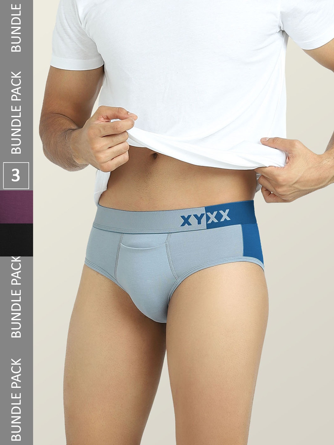 

XYXX Men Pack Of 2 Colourblocked Anti Microbial Basic Briefs, Blue