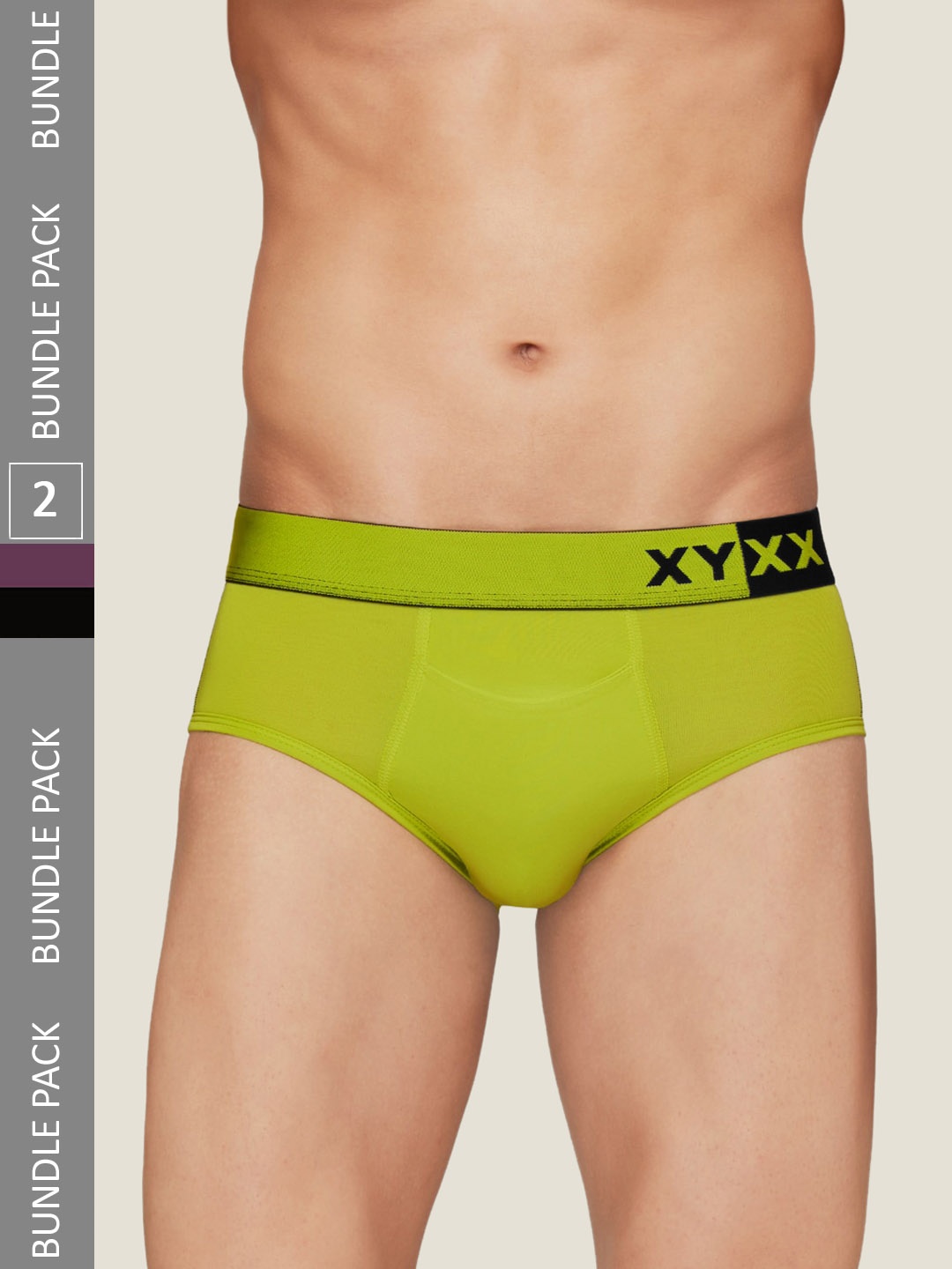 

XYXX Men Pack Of 2 Colourblocked Anti Microbial Basic Briefs, Green