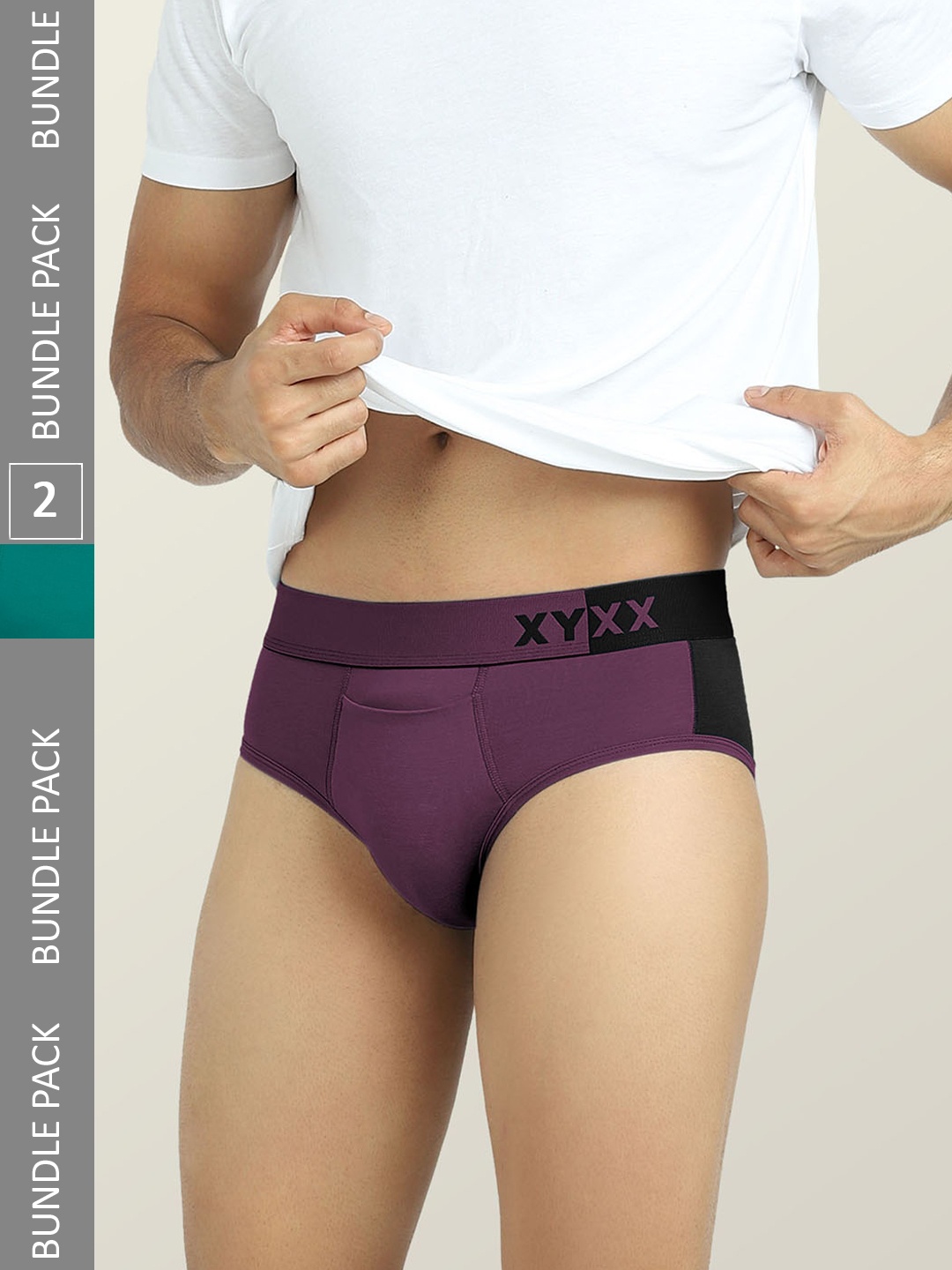 

XYXX Pack Of 2 Colourblocked Anti-Microbial Briefs XYBRF2PCKN590, Purple
