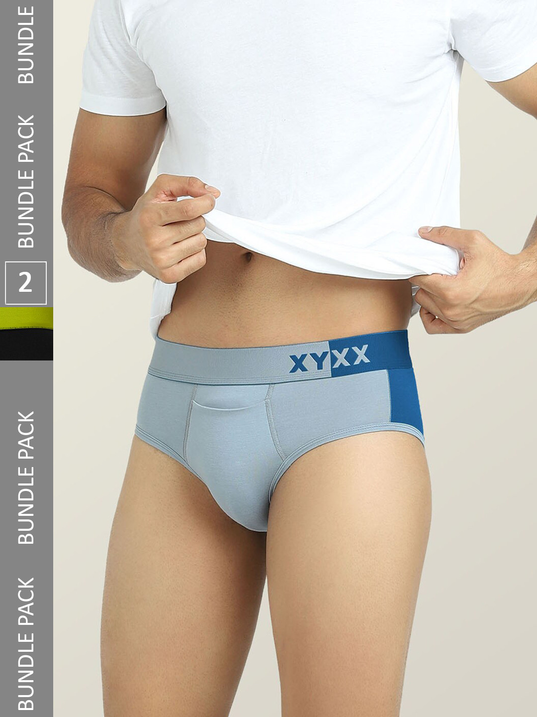 

XYXX Men Pack Of 2 Colourblocked Anti Microbial Basic Briefs, Blue