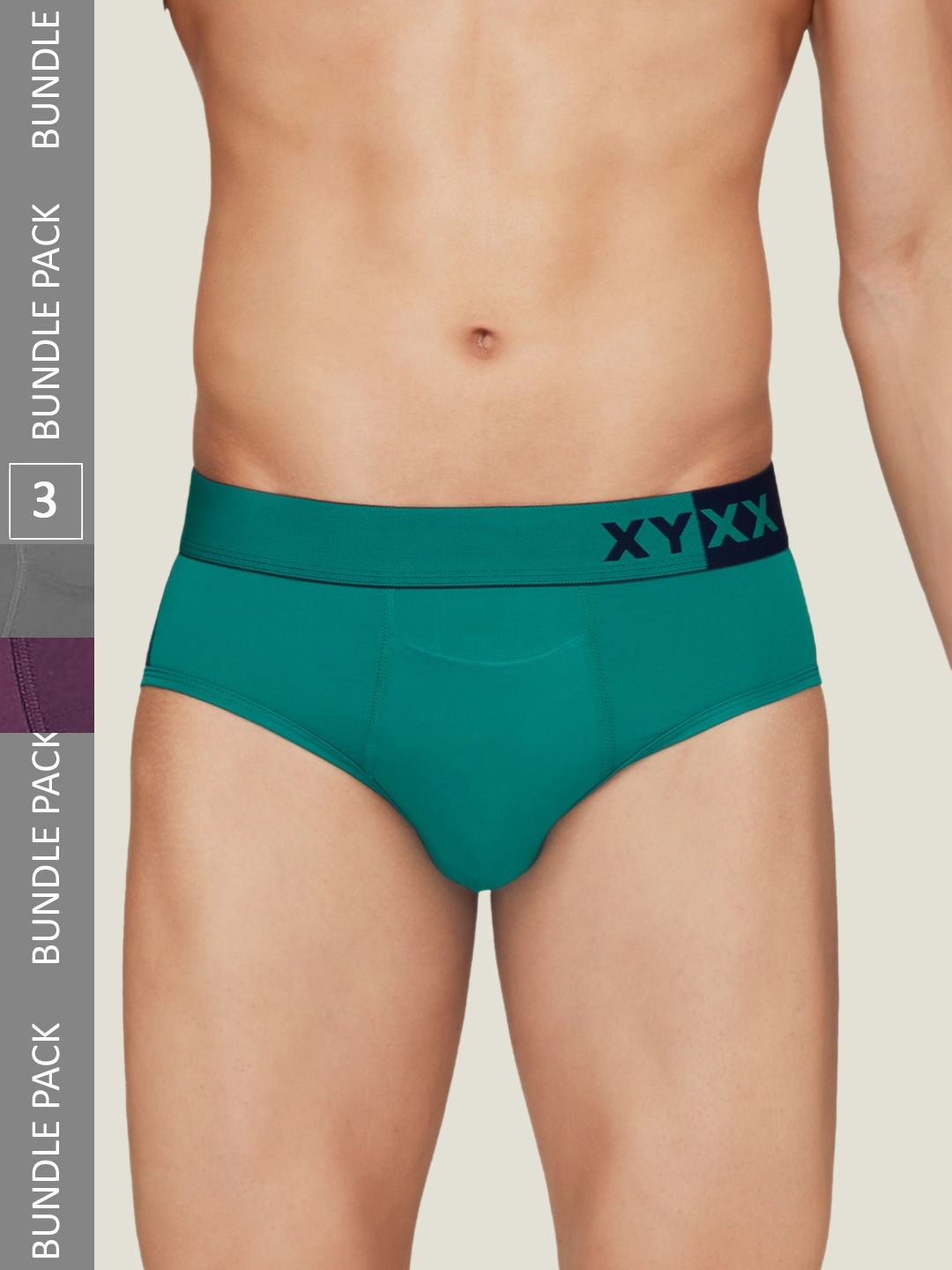 

XYXX Men Pack Of 3 Anti Microbial Basic Briefs, Green