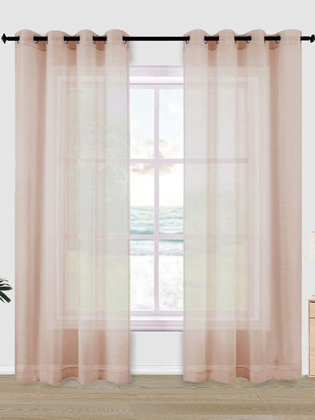 

URBAN SPACE Lavender 2 Pieces Sheer Long Door Curtain