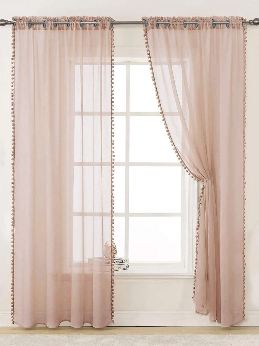 

URBAN SPACE Lavender 2 Pieces Sheer Door Curtain