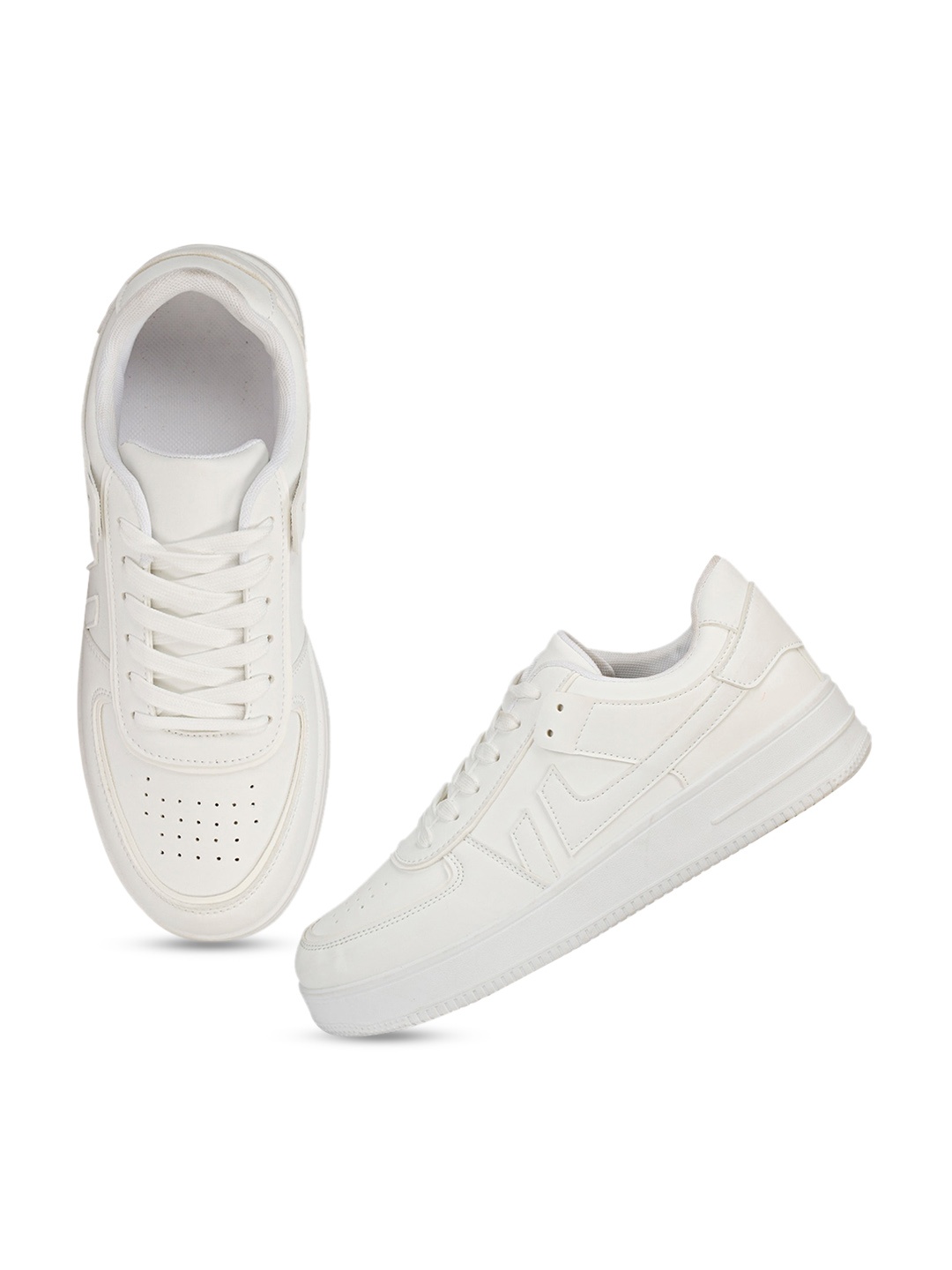 

MOZAFIA Men Perforations Lightweight Comfort Insole Basics Sneakers, White