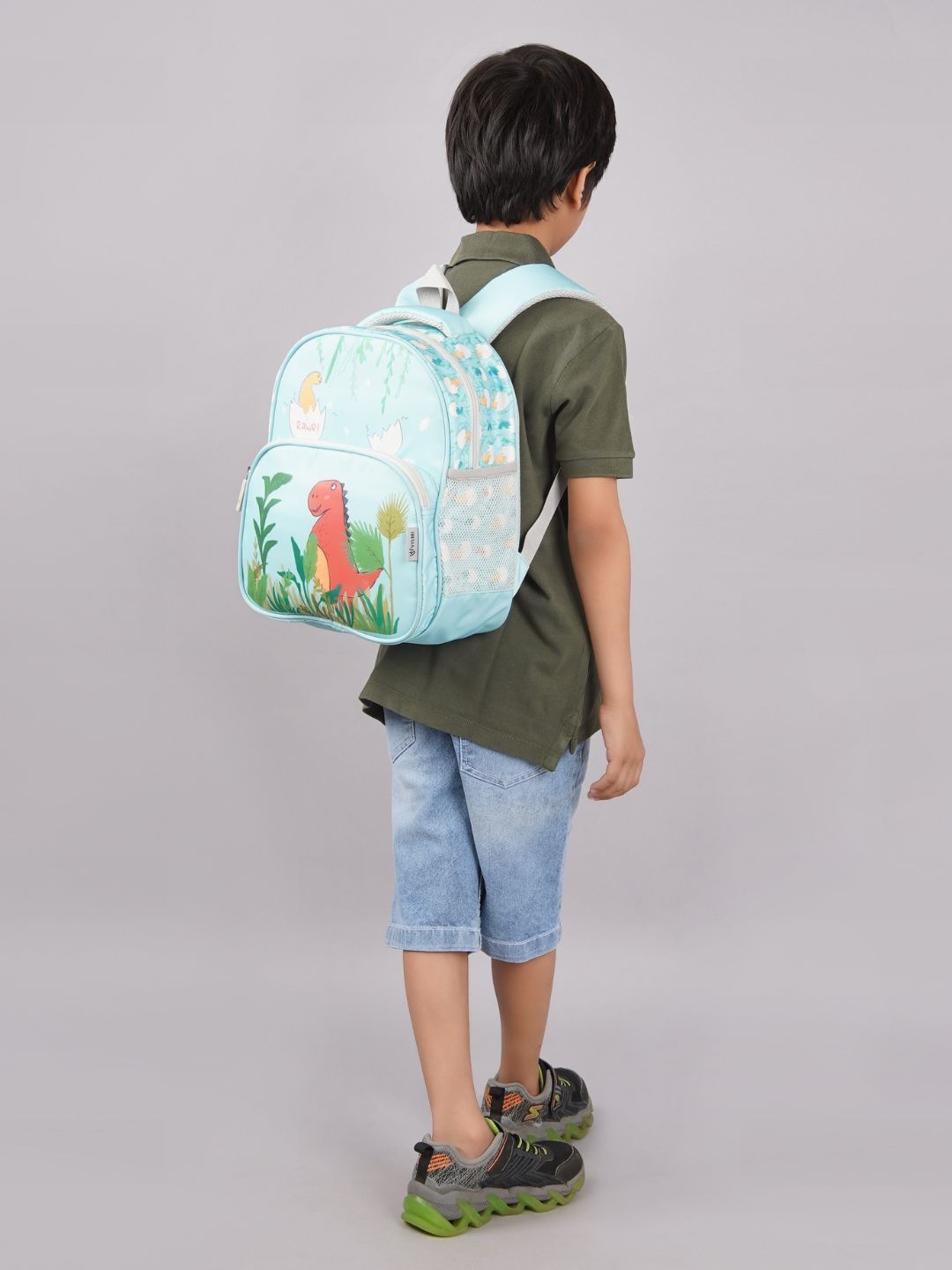 

VISMIINTREND Boys Dinosaur Printed School Backpack, Turquoise blue