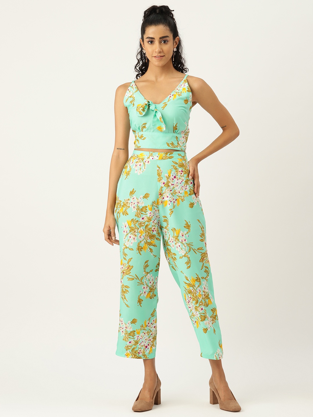 

Sleek Italia Women Printed Top With Trousers, Green