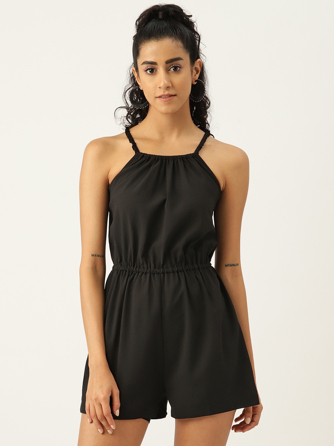 

Sleek Italia Solid Playsuit, Black