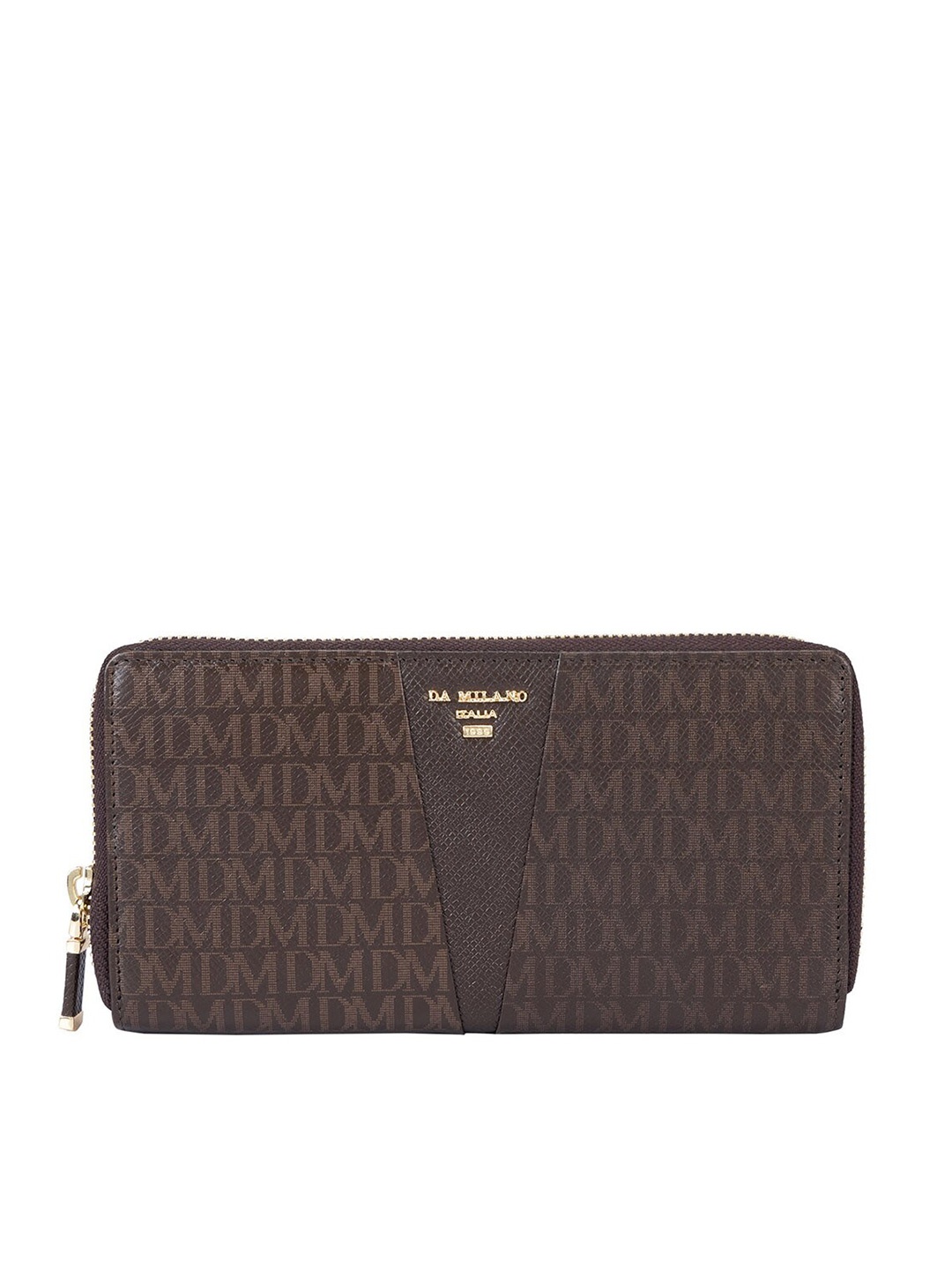 

Da Milano Textured Leather Zip Around Wallet, Brown