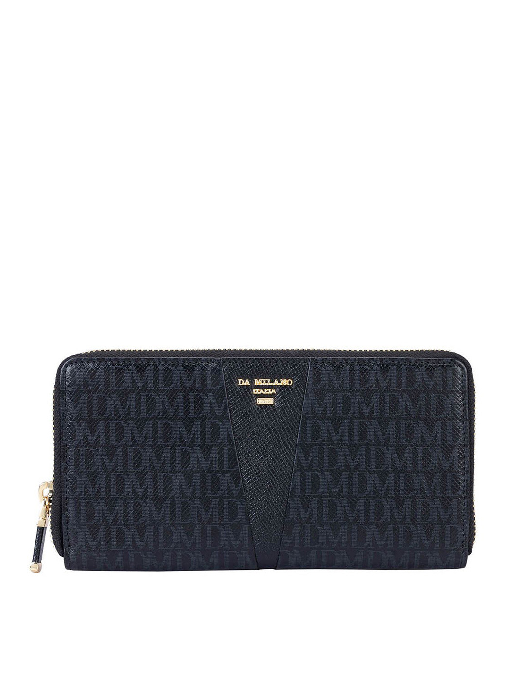 

Da Milano Women Printed Leather Two Fold Wallet, Black