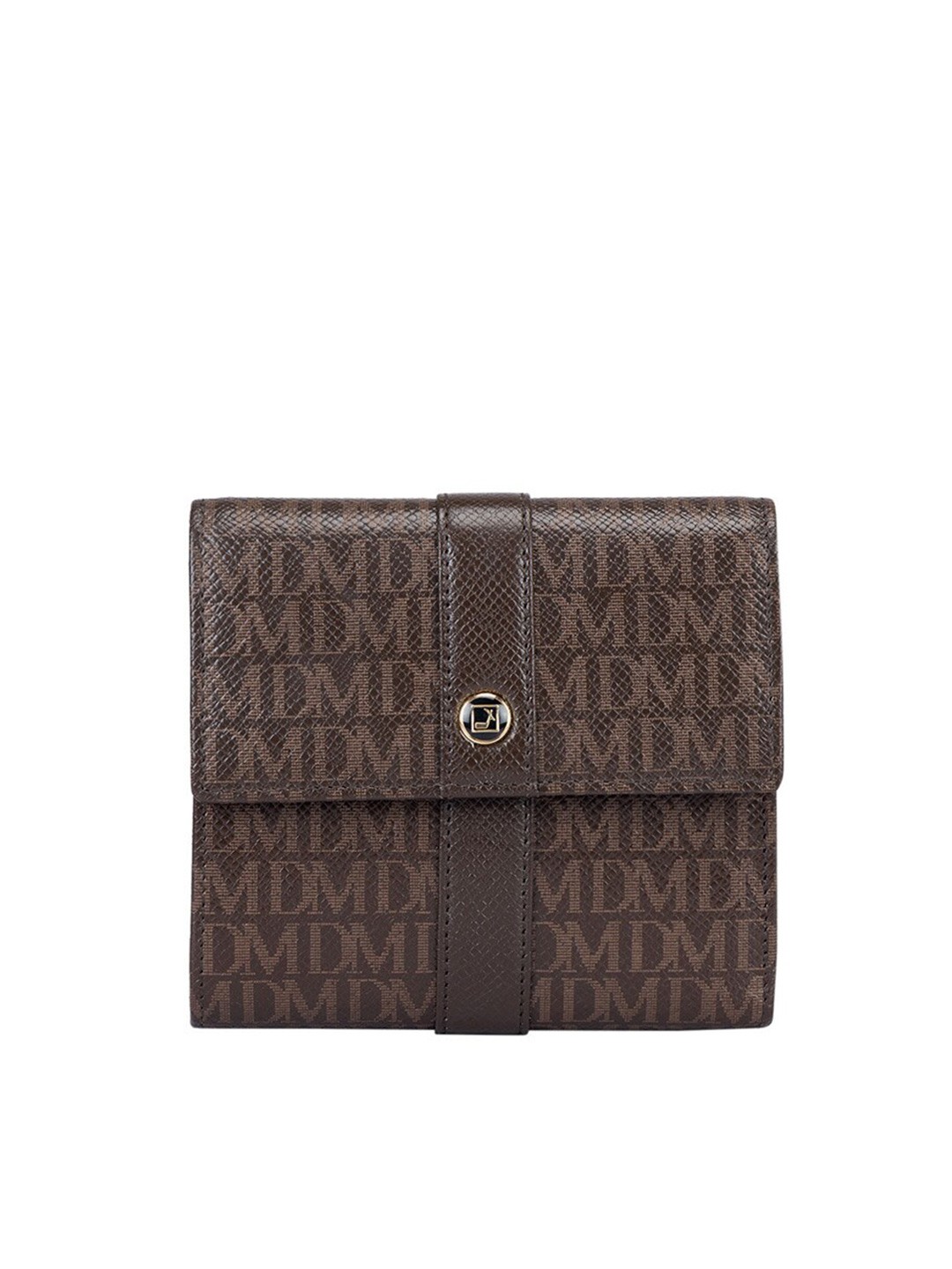 

Da Milano Women Printed Leather Three Fold Wallet, Brown
