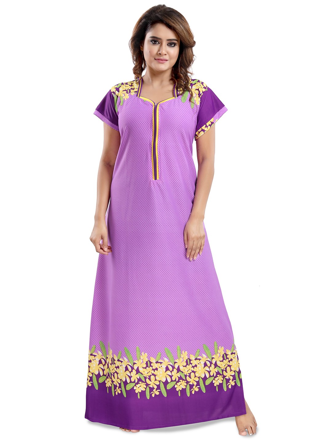 

SHOPPING STATION Floral Printed Satin Maxi Nightdress, Lavender