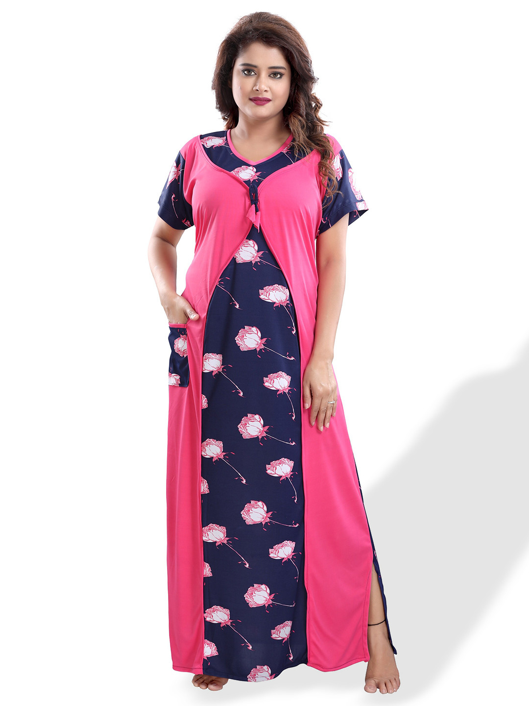 

SHOPPING STATION Floral Printed Satin Maxi Nightdress, Pink
